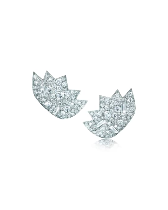 Stardust 18k White Gold Diamond Clip-On Earrings