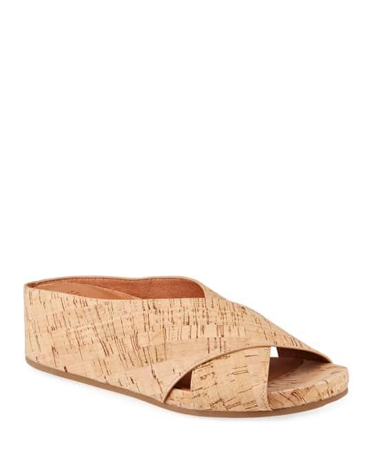 Gentle Souls Gisele Crisscross Cork Wedge Slide Sandals | Neiman Marcus