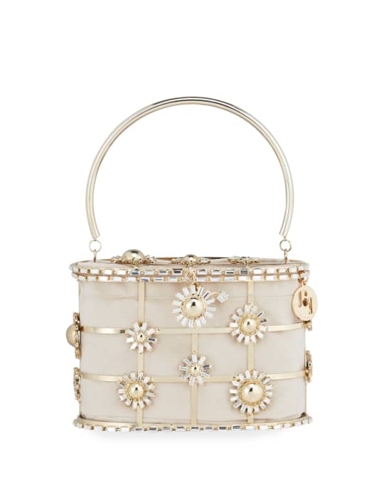 Rosantica Holli Flower Pearl-Handle Caged Minaudiere Bag | Neiman Marcus