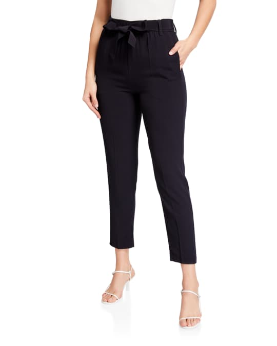 Moncler Cropped Self-Tie Belted Trousers | Neiman Marcus