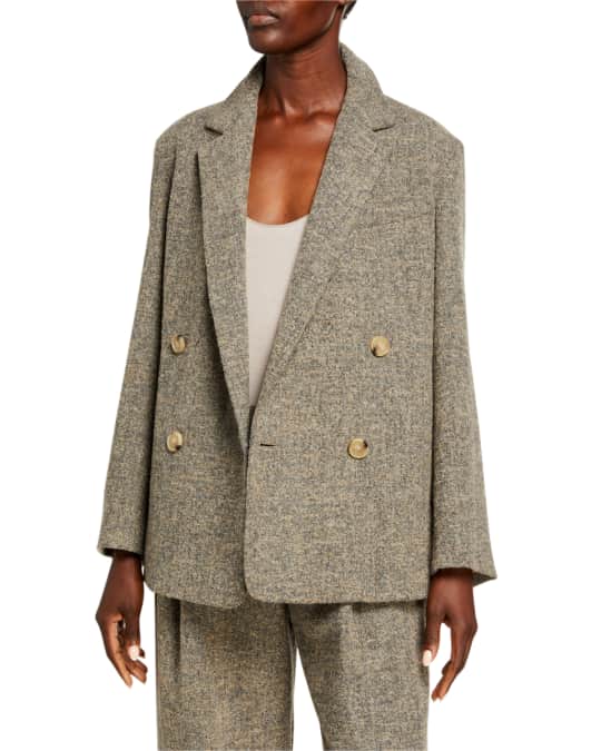 Vince Pebble Texture Double Breasted Jacket Neiman Marcus