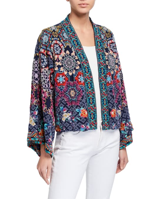 Johnny Was Camden Embroidered Reversible Kimono Jacket | Neiman Marcus