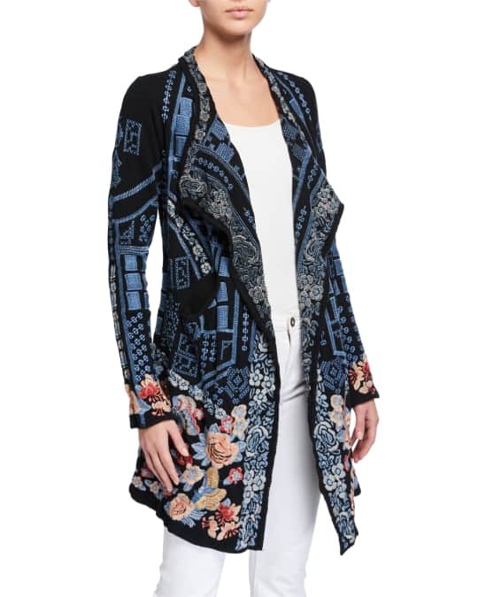Johnny Was Klori Embroidered Knit Jacket | Neiman Marcus