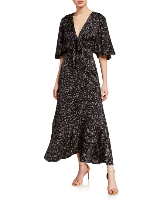 Alexis Kasany Dot-Print Tie-Front Dress | Neiman Marcus