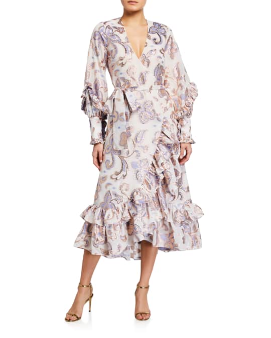 Alexis Abessa Printed Ruffle Wrap Dress | Neiman Marcus