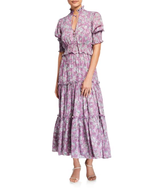 Alexis Isarra Tiered Ruffle Floral-Print Dress | Neiman Marcus