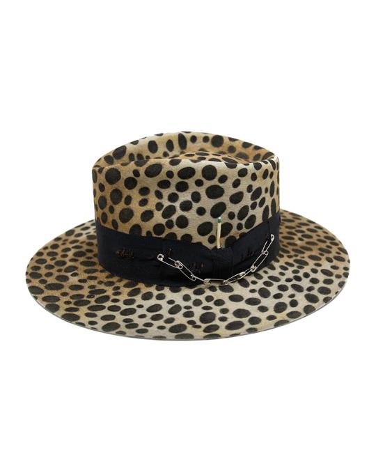 Nick Fouquet Lynx Animal Print Beaver Felt Fedora Hat  display picture 3