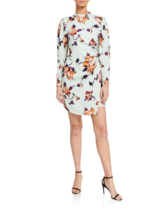 A.L.C. Jane Floral Crepe Puff-Sleeve Dress | Neiman Marcus