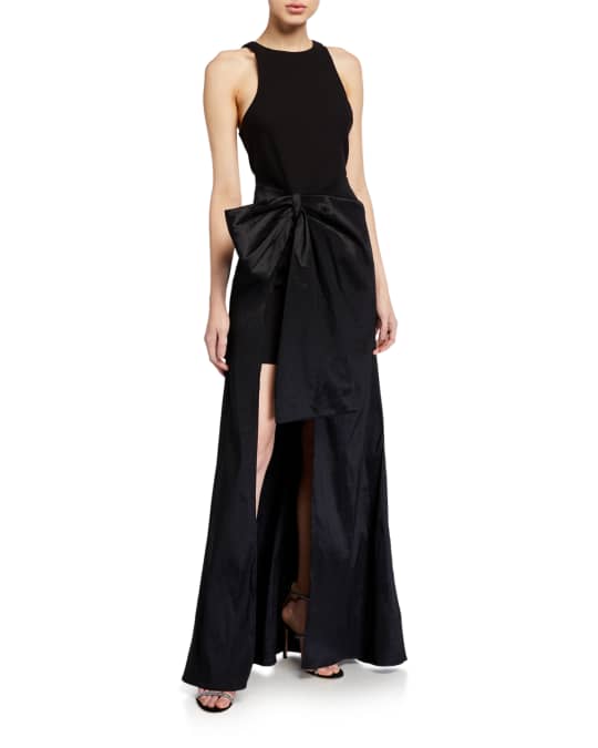 Likely Mena Side-Drape Halter Gown Over Short Skirt | Neiman Marcus