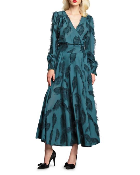 eva franco green dress Danielle Long-Sleeve Feather Metal Cabinet Pulls