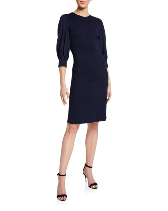 St. John Collection Milano Knit Chiffon Sleeve Dress | Neiman Marcus