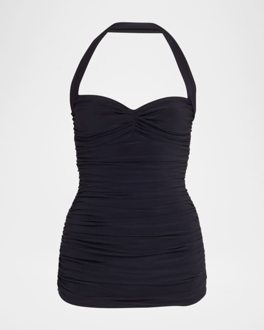 Bill Mio Shirred Halter One-Piece Swimsuit