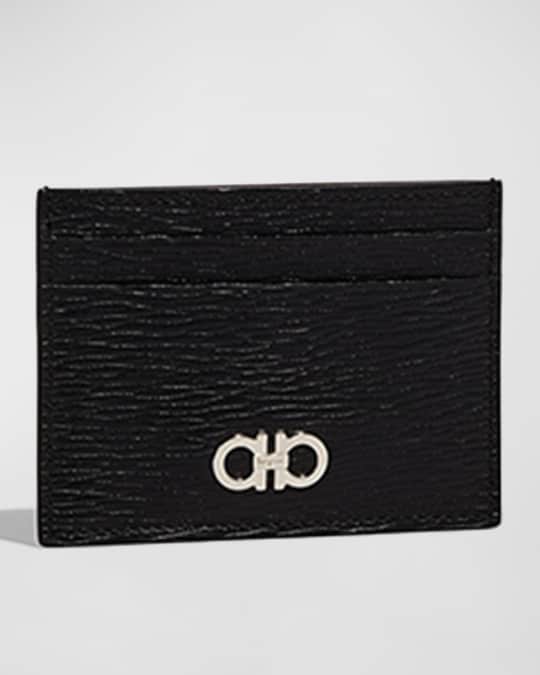 Men's Colorblock Leather Card Holder w/ Money Clip