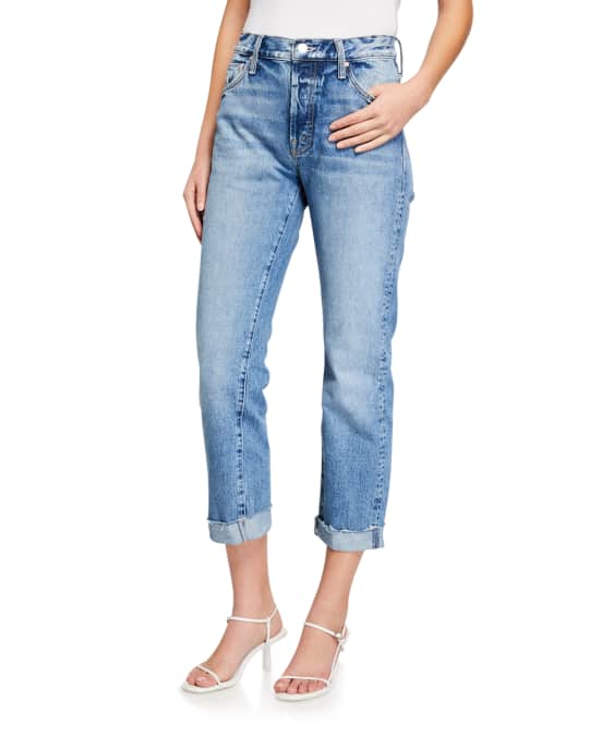 MOTHER The Scrapper Cuff Ankle Fray Jeans | Neiman Marcus