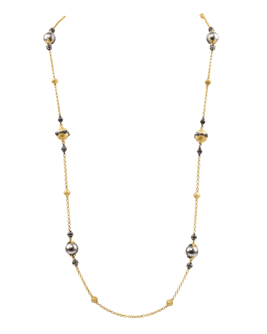 Konstantino 18k Black Diamond Necklace w/ Pearls | Neiman Marcus