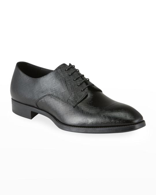 Giorgio Armani Men's Textured Patent Leather Formal Derby Shoes