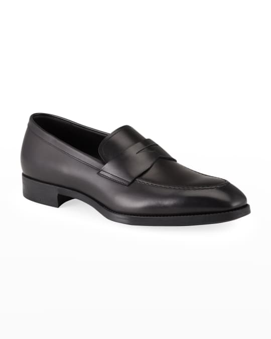 Giorgio Armani Men's Smooth Leather Penny Loafers | Neiman Marcus