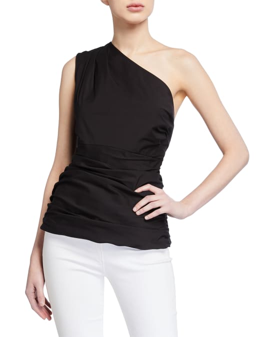 Finley Sheila One-Shoulder Shirred Shirt | Neiman Marcus