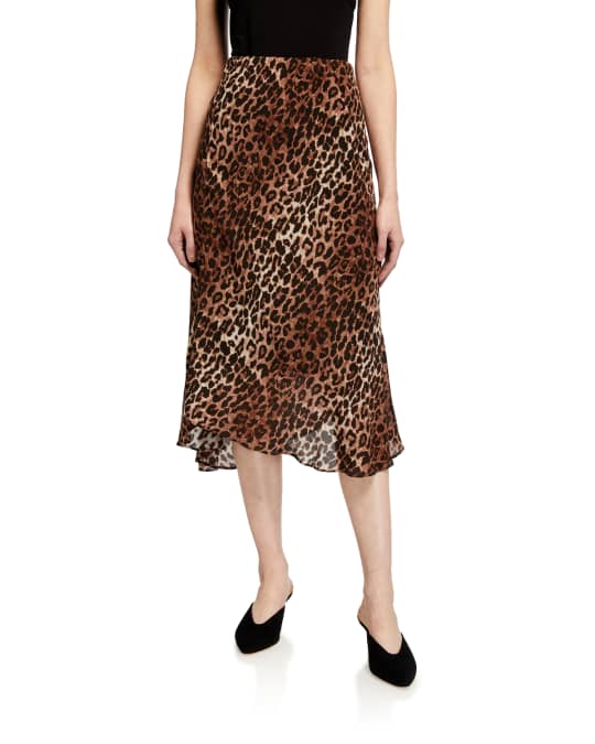 Johnny Was Silk Leopard Print Midi Skirt w Lining Neiman Marcus