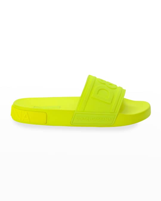 Dolce&Gabbana DG Logo Rubber Slide Sandals | Neiman Marcus