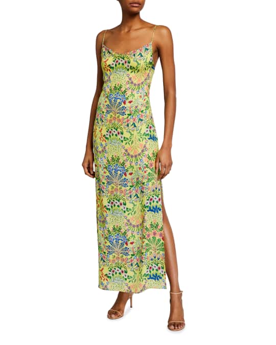Alice Olivia Harmony Drapey Slip Maxi Dress w/ Slit Neiman Marcus