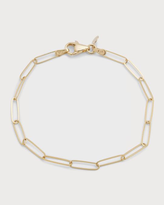 Zoe Lev Jewelry 14K Gold Paper Clip Chain Bracelet, 7