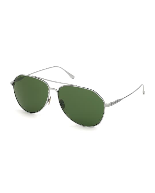 TOM FORD Men's Cyrus Titanium Aviator Sunglasses | Neiman Marcus