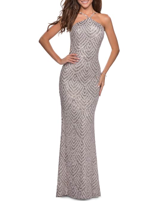 Sequin Sheath/Column Halter Floor-Length Evening Dresses for Women main image 1