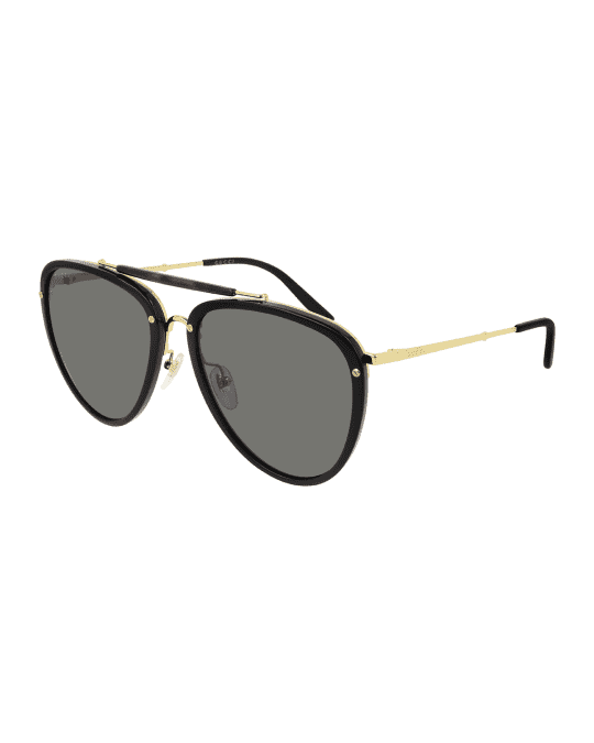 Gucci Men s Brow Bar Acetate Metal Aviator Sunglasses Neiman Marcus