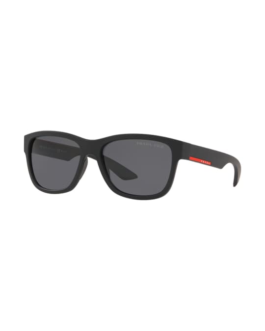 Prada Men's Polarized Rectangle Plastic Sunglasses Neiman Marcus