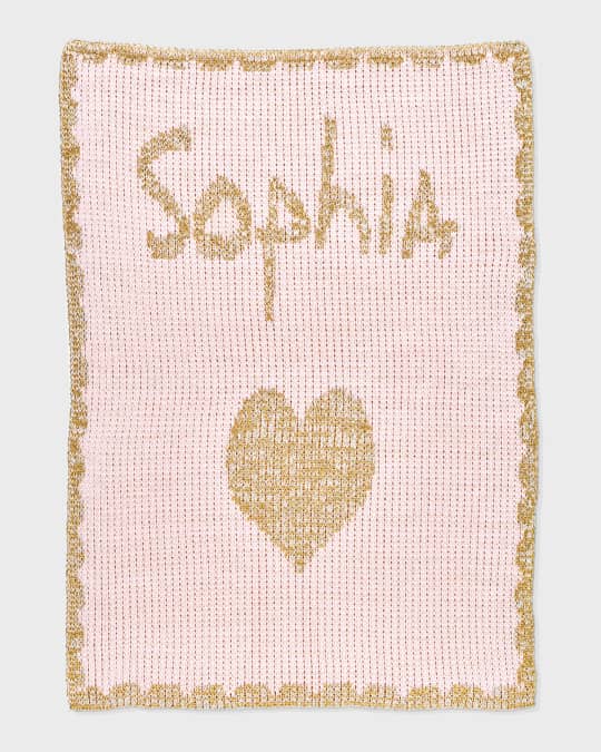 Single Heart Metallic Knit Stroller Blanket, Personalized