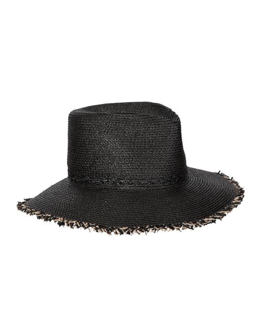 Eric Javits Mykonos Contrast Fringe Fedora Hat | Neiman Marcus display picture 1