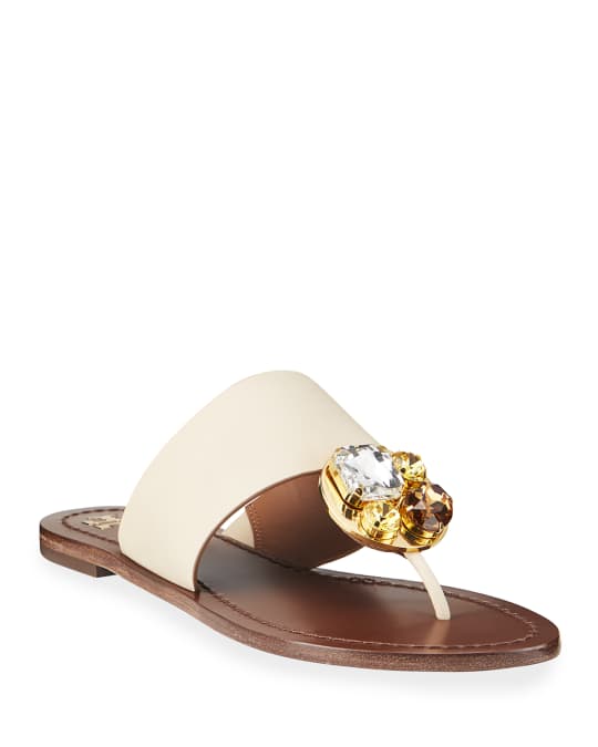 Tory Burch Patos Flat Jeweled Disk Sandals | Neiman Marcus