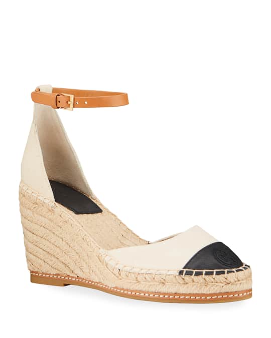 Tory Burch Colorblock Ankle-Strap Wedge Espadrilles | Neiman Marcus