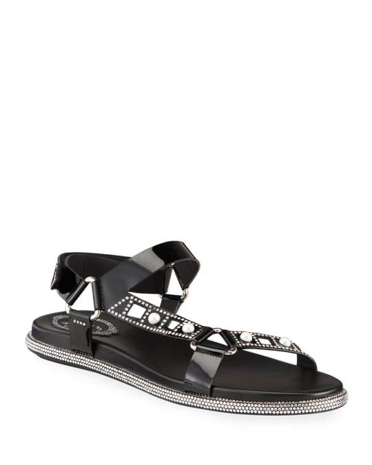 Rene Caovilla Embellished Patent Leather Sandals | Neiman Marcus