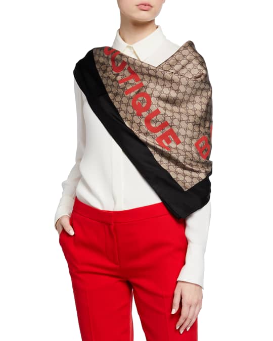 Boutique Print GG Supreme Silk Scarf