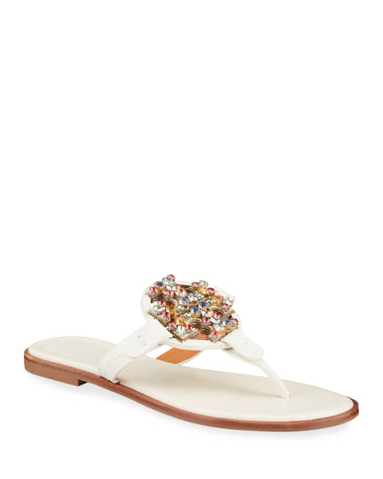 Tory Burch Miller Rainbow Crystal Flat Thong Sandals | Neiman Marcus