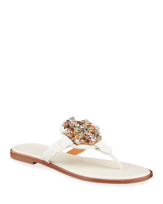 Tory Burch Miller Rainbow Crystal Flat Thong Sandals Neiman Marcus