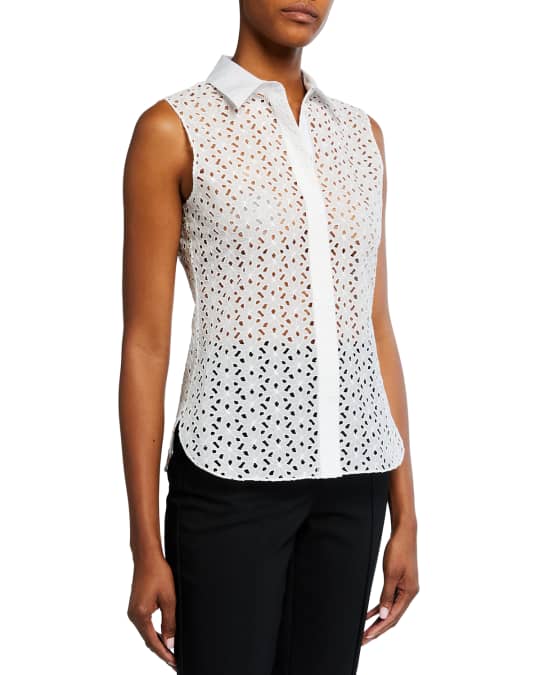 Theory Fitted Daisy Eyelet Shirt | Neiman Marcus