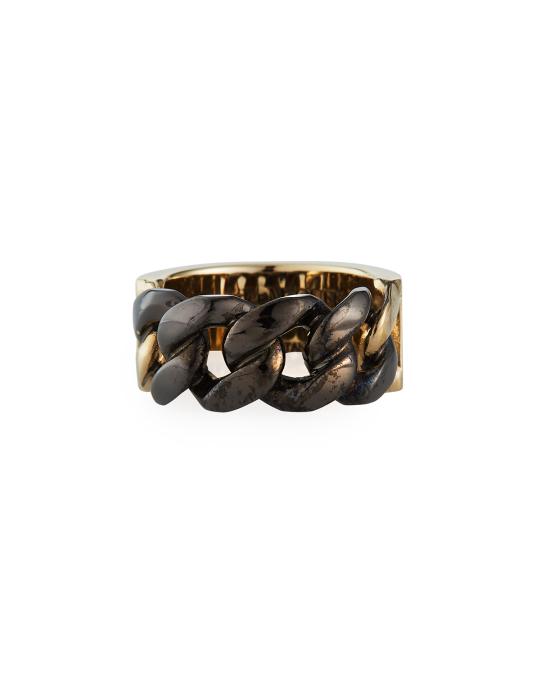 McQueen Men's Identity Chain Two-Tone Ring | Neiman Marcus