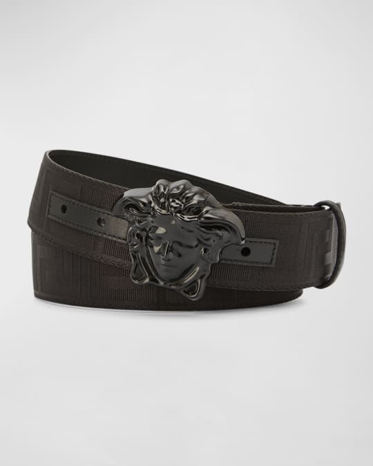 Versace Men s Tonal Medusa Greek Key Web Belt Neiman Marcus