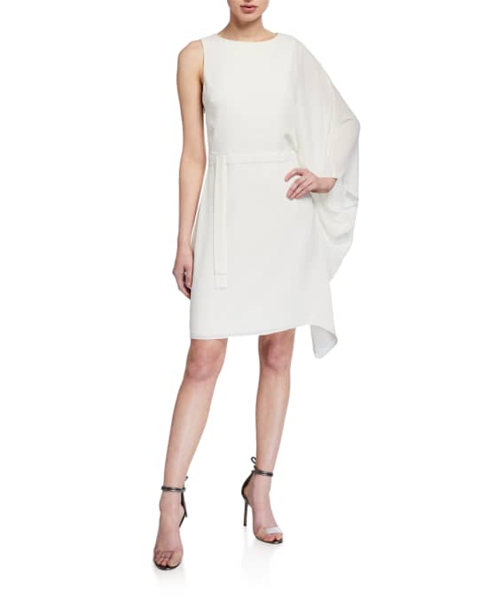 Halston Flowy-Sleeve Asymmetrical Georgette Dress | Neiman Marcus