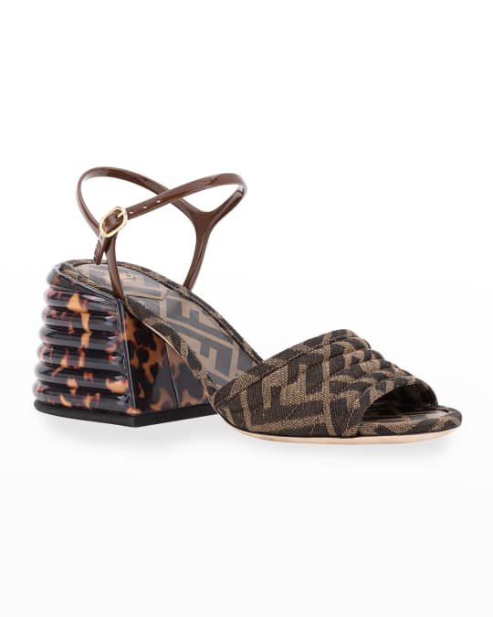 Fendi FF Block Heel Sandals Neiman Marcus