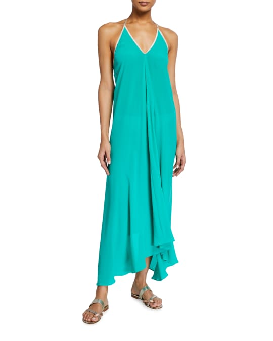 Hansine Rhodes Halter Dress w/ Sparkle Trim | Neiman Marcus