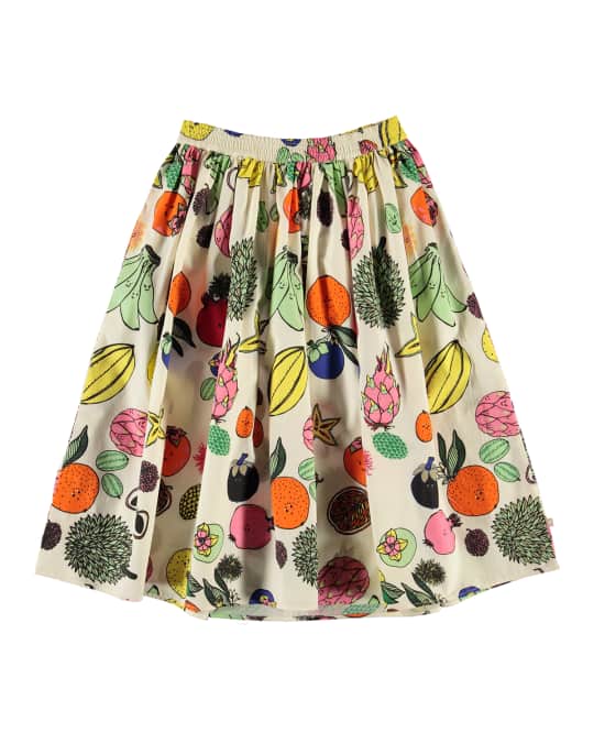 Girl's Bree Fruit Print Midi Skirt, Size 3T-14