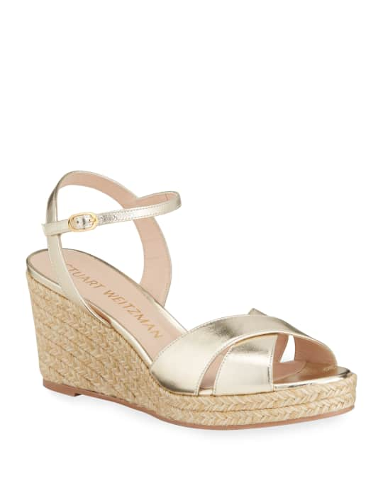 Stuart Weitzman Rosemarie Metallic Espadrille Wedge Sandals | Neiman Marcus