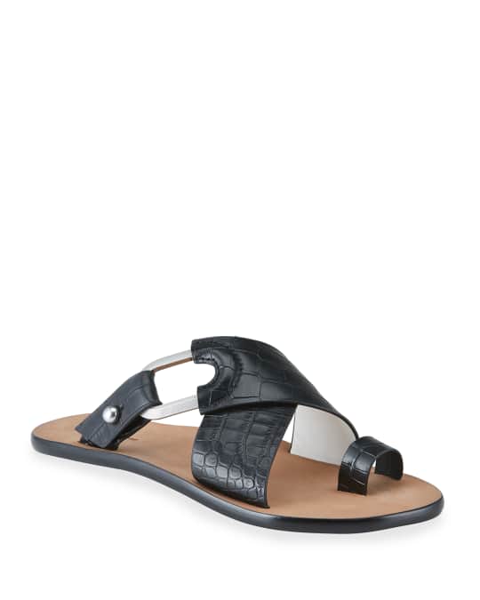Rag & Bone August Mock-Croc Slide Sandals | Neiman Marcus