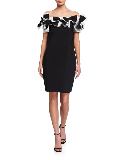 Chiara Boni La Petite Robe Off-the-Shoulder Multi-Bow Dress | Neiman Marcus