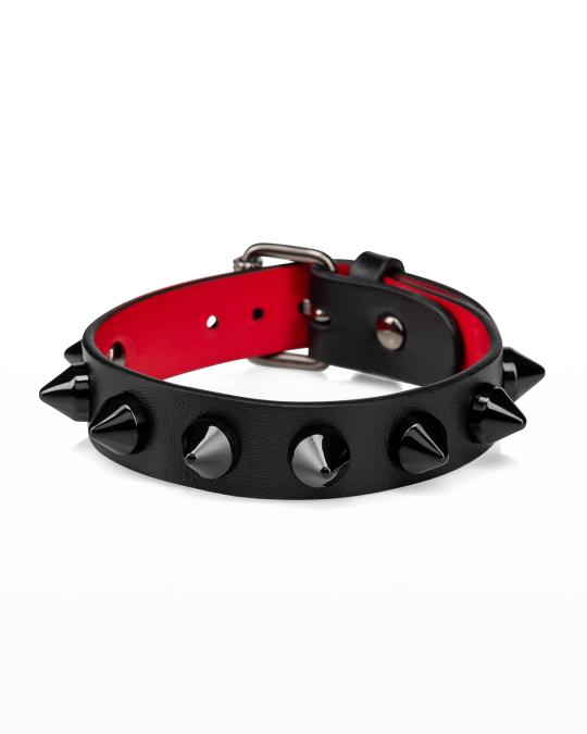 Christian Louboutin Men's Loubilink Spike Leather Bracelet