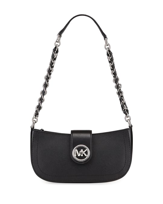 Michael Kors Carmen XS Leather Pouchette Shoulder Bag (Black): Handbags